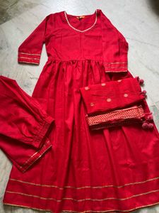 Red Anarkali Suit Set