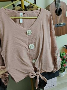 Blush Floral Button Top