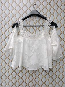 New With Tag Korean Laces White Off-shoulder top