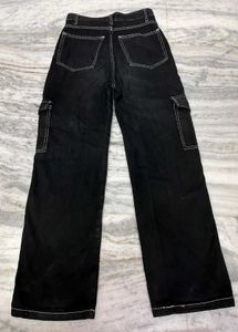 Black Wide Leg Cargo Pants