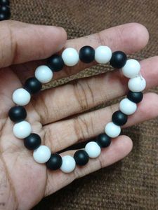 Black &amp; White Beaded Bracelets (Set of 3)combo