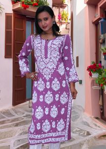 Lilac Chikankari Kurti