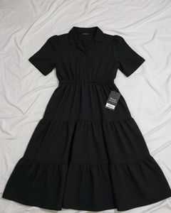 With tag Black Ruffle Midi Dress