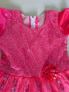 Girls Pink Embellished Party Frock Dress