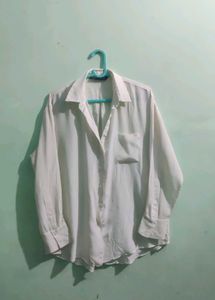 ZARA White Long Sleeve Silk Shirt