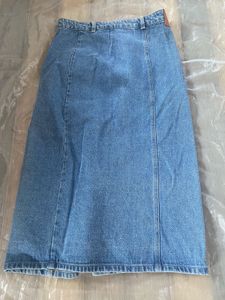 Vintage Denim Button-Front Midi Skirt