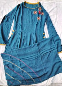 Teal Embroidered Kurta Set
