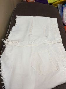 White Denim Frayed Shorts