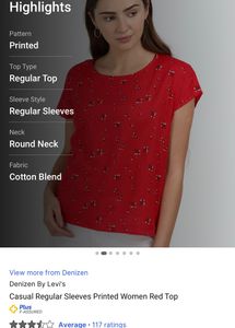 Levi’s Casual Regular Red Top With Roll Up Sleeves