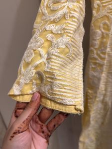 Yellow Embroidered Kurta Long