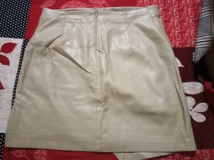 Nude Leather Skirt