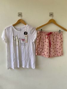 White &Peach Shorts Set size M