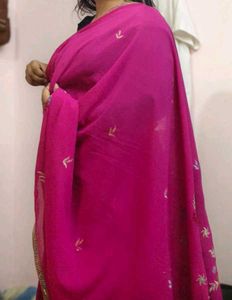 Pink Embroidered Saree Without Blouse