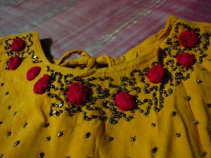 Yellow Red Frok Gown For Haldi
