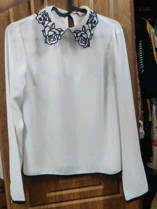 White Floral Blouse