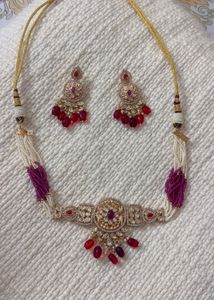 Elegant Kundan Necklace & Earring Set
