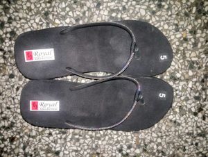 Black Slippers With Stone Work