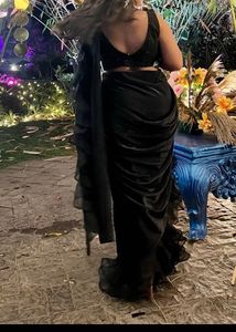 Elegant Black Ruffle Saree