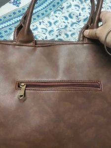 Brown Leather Chevron Tote Bag