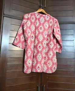 Women Red Printed Cotton Night Suit
