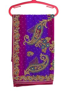 Pink Embroidered Saree With Net Pallu For Sale