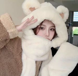 Cute Bear Hood Scarf Set