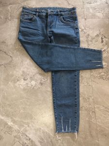 Distressed Hem Denim Jeans