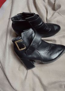 Black Buckle Ankle Boots-SIZE 3