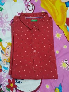 Benetton Red Polka Dot Shirt