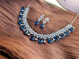 Partywear Dark Blue AD Necklace