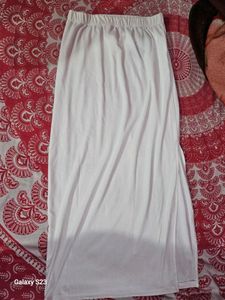 White Slit Midi Skirt Shein