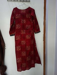 Red Printed Kurta Set