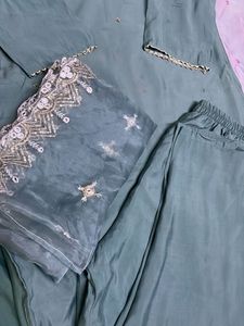 Sea Green Kurta Set With Fully Attched Lining