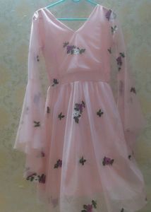 Pinkish Flared Knee Dress ,