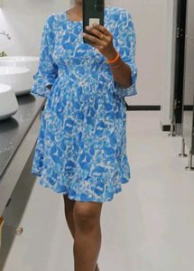 Blue &amp; White Paisley Print Dress