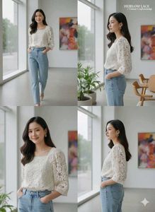 Lace Puff Sleeve crochet Top