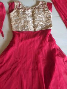 Red &amp; Gold Anarkali Suit