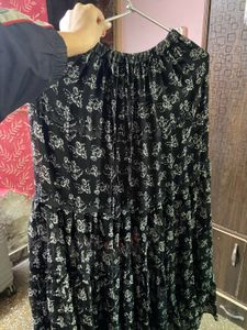 Semi Sheer Black Long Ethnic Skirt For Ladies
