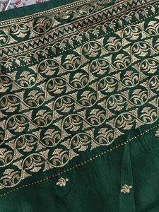 Green Saree with Gold Embroidery