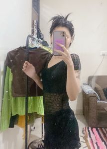 Black Crochet Mini Dress