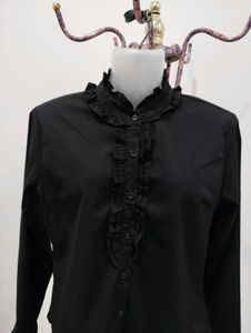 Ruffled Black Blouse