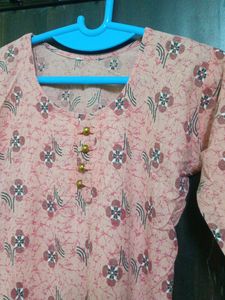 Peach Colour Pure Cotton Straight Kurti