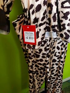 Animal Print Cord Set With Silk Jacket/New Wth Tag