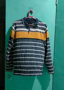 Striped Long Sleeve Polo T-Shirt