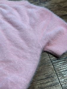 Pink Fuzzy Top &amp; Navy Skirt