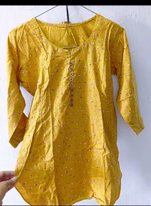 Mustard Yellow Short Kurti