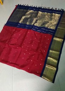 maroon colour pure kanchi pattu saree