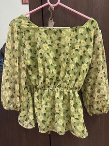 Floral Green Top
