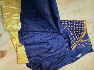 Unstitched Navy Blue Embroidered Lehnga Choli