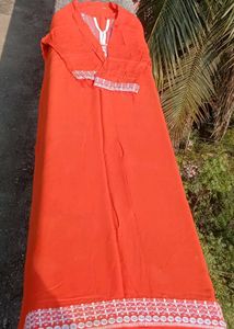 Orange Embroidered long Kurta